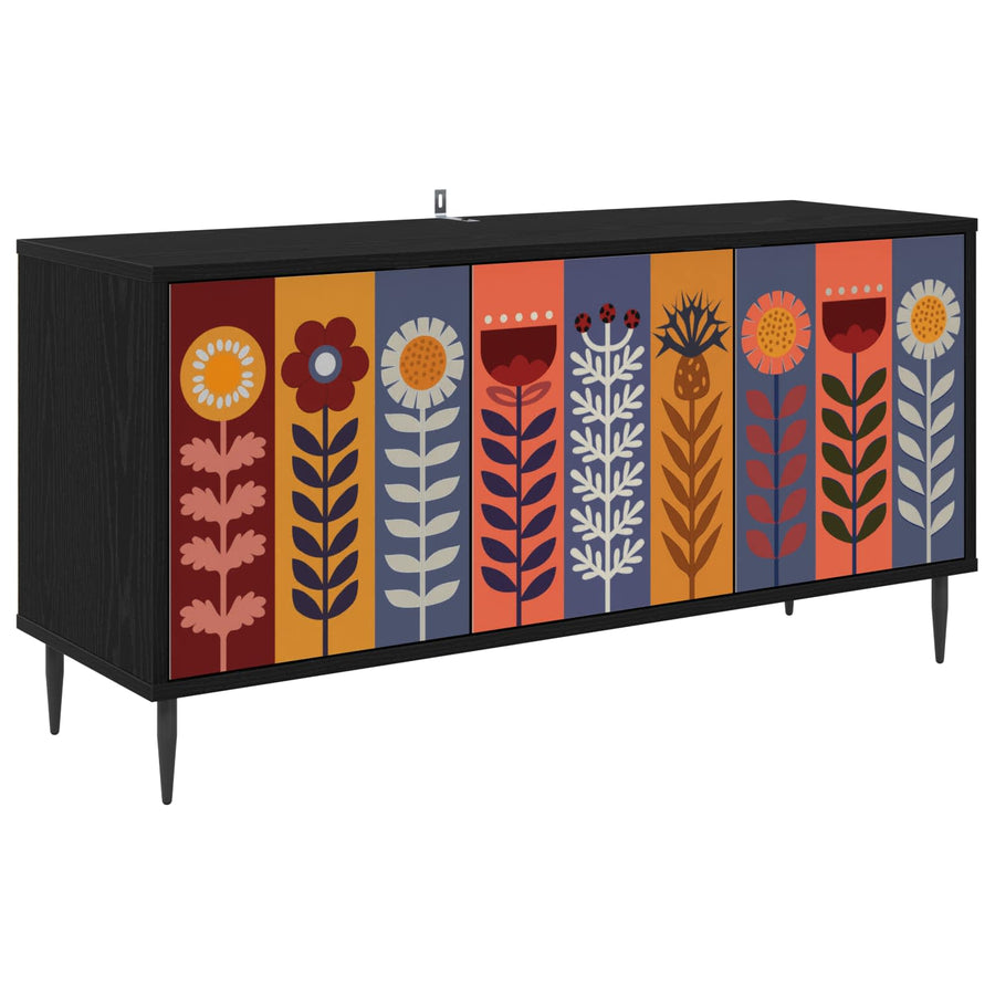 Tv-meubel ESSEN 102 x 33 x 51 cm Zwart eiken Bewerkt hout