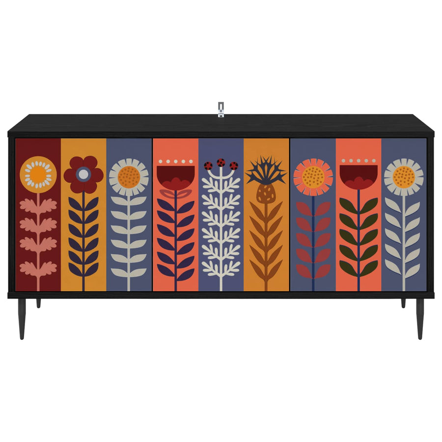 Tv-meubel ESSEN 102 x 33 x 51 cm Zwart eiken Bewerkt hout