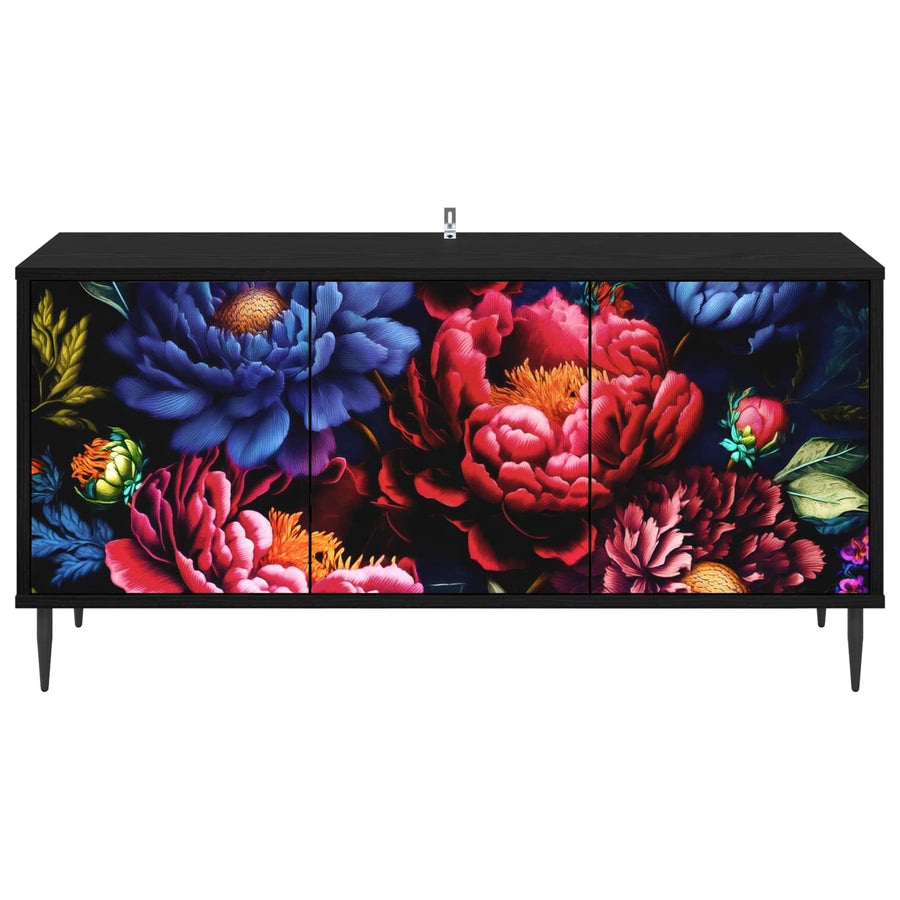 Tv-meubel KIEL 102 x 33 x 51 cm Zwart eiken Bewerkt hout