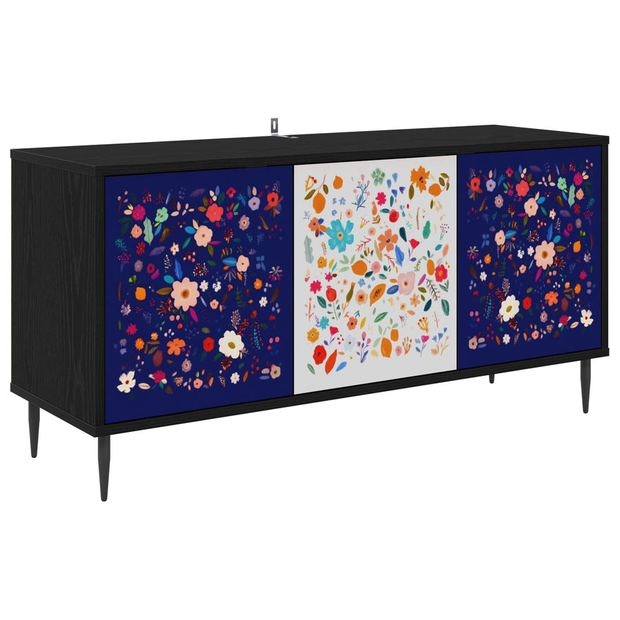 Tv-meubel MAINZ 102 x 33 x 51 cm Zwart eiken Bewerkt hout