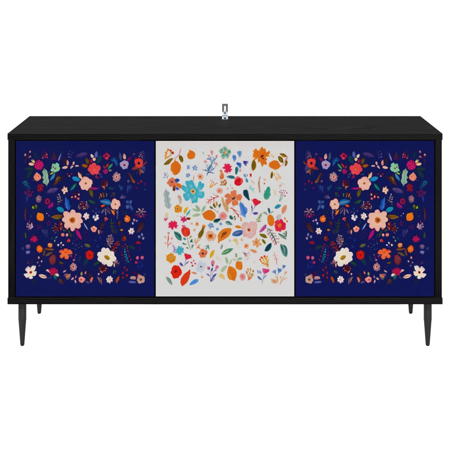 Tv-meubel MAINZ 102 x 33 x 51 cm Zwart eiken Bewerkt hout
