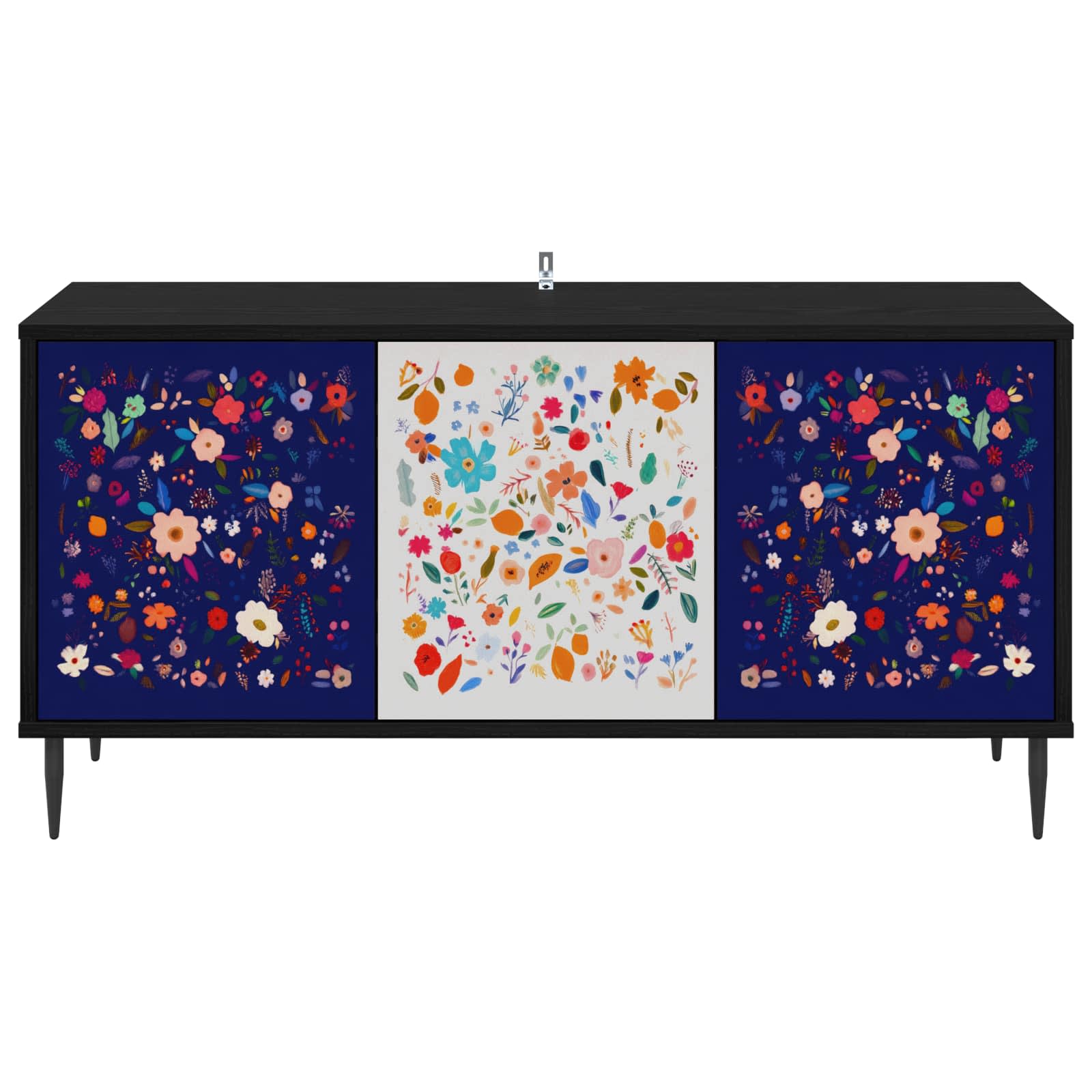 Tv-meubel MAINZ 102 x 33 x 51 cm Zwart eiken Bewerkt hout