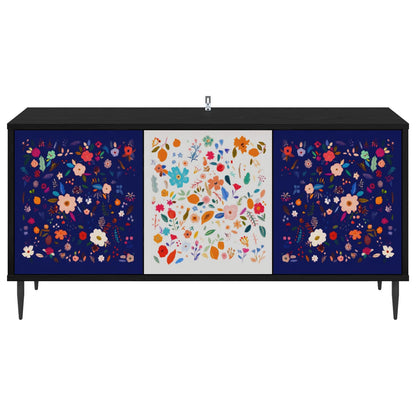 Tv-meubel MAINZ 102 x 33 x 51 cm Zwart eiken Bewerkt hout
