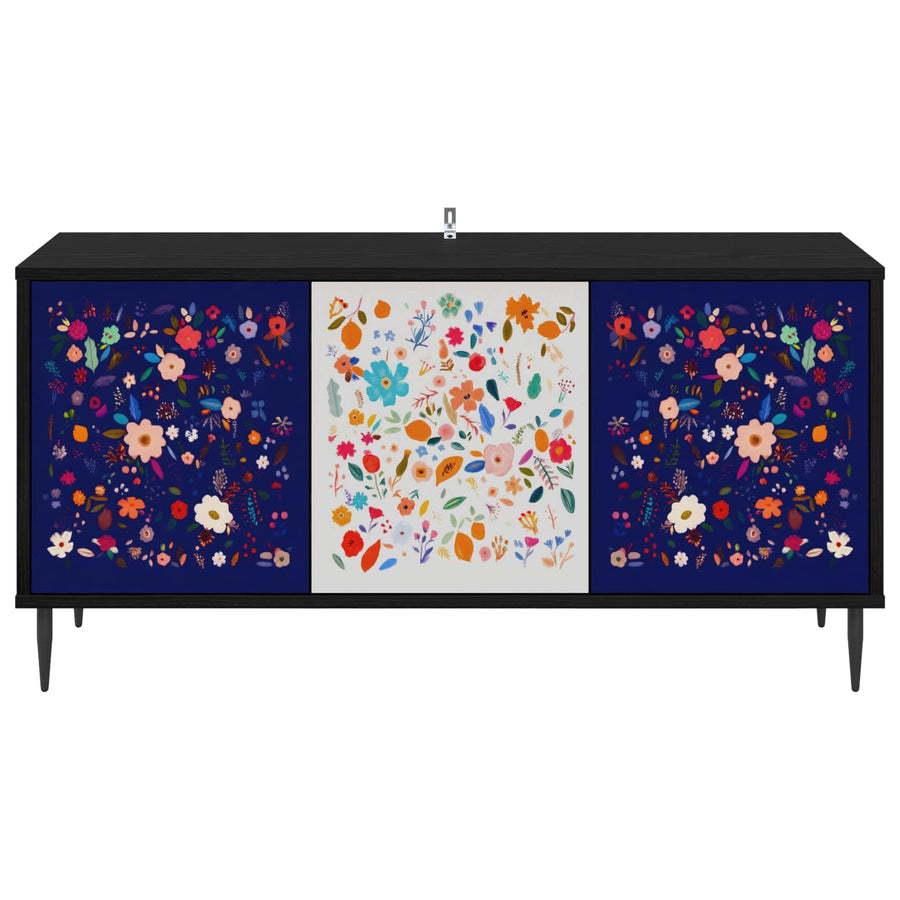 Tv-meubel MAINZ 102 x 33 x 51 cm Zwart eiken Bewerkt hout