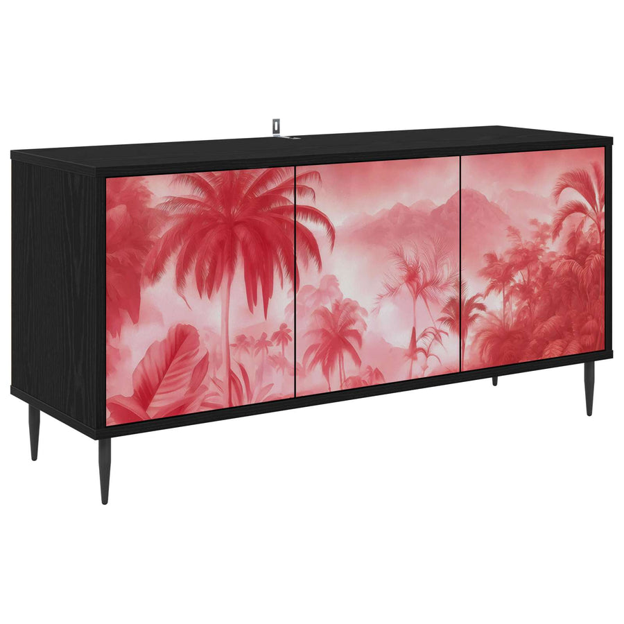 Tv-meubel AACHEN 102 x 33 x 51 cm Zwart eiken Bewerkt hout