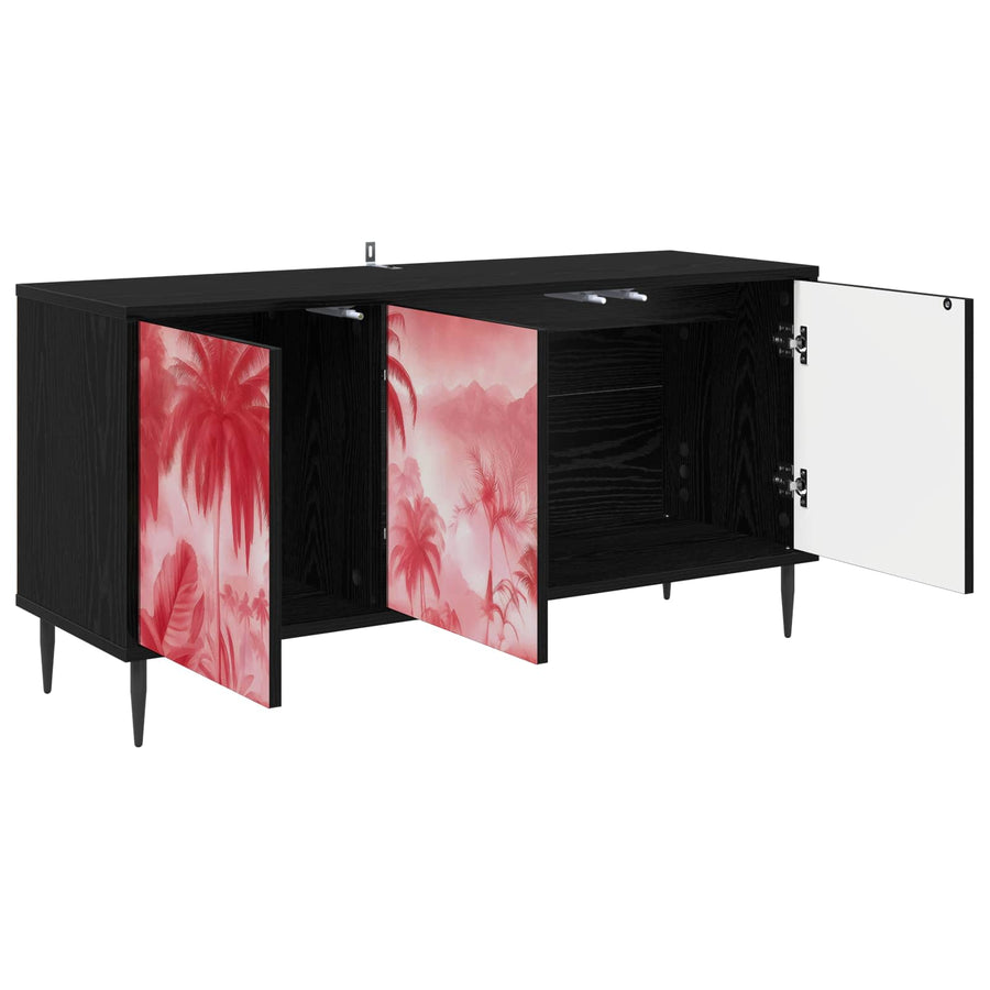 Tv-meubel AACHEN 102 x 33 x 51 cm Zwart eiken Bewerkt hout