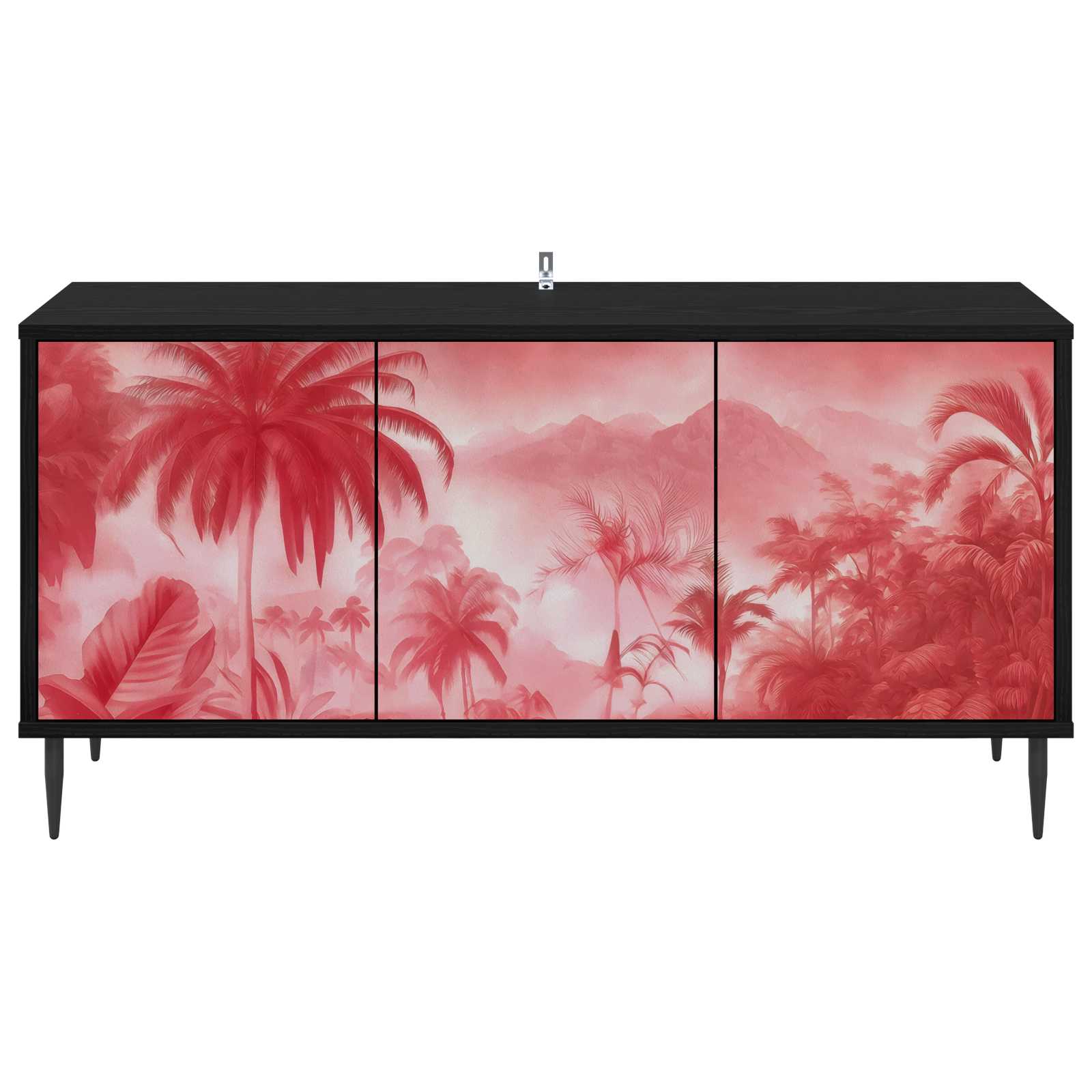 Tv-meubel AACHEN 102 x 33 x 51 cm Zwart eiken Bewerkt hout