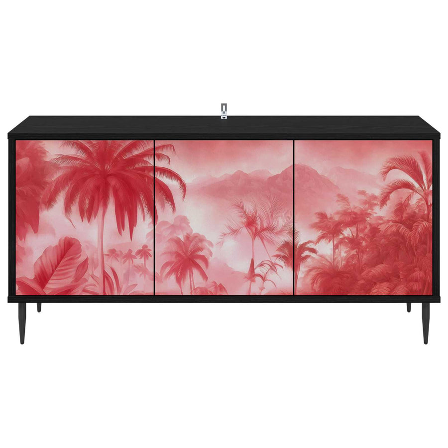 Tv-meubel AACHEN 102 x 33 x 51 cm Zwart eiken Bewerkt hout