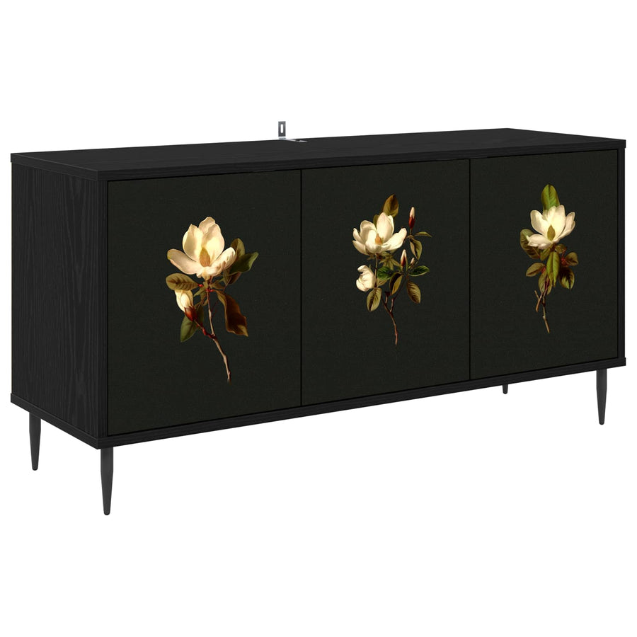 Tv-meubel BREMEN 102 x 33 x 51 cm Zwart eiken Bewerkt hout