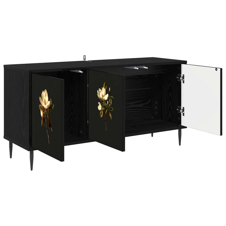 Tv-meubel BREMEN 102 x 33 x 51 cm Zwart eiken Bewerkt hout
