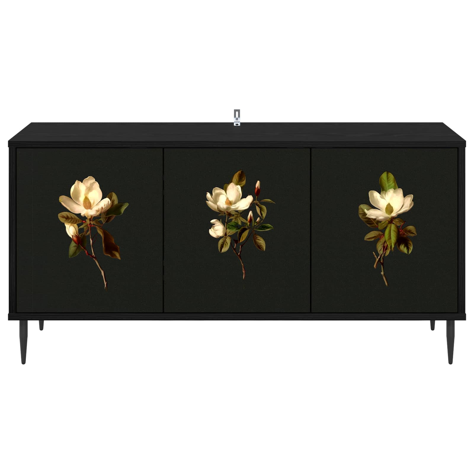 Tv-meubel BREMEN 102 x 33 x 51 cm Zwart eiken Bewerkt hout