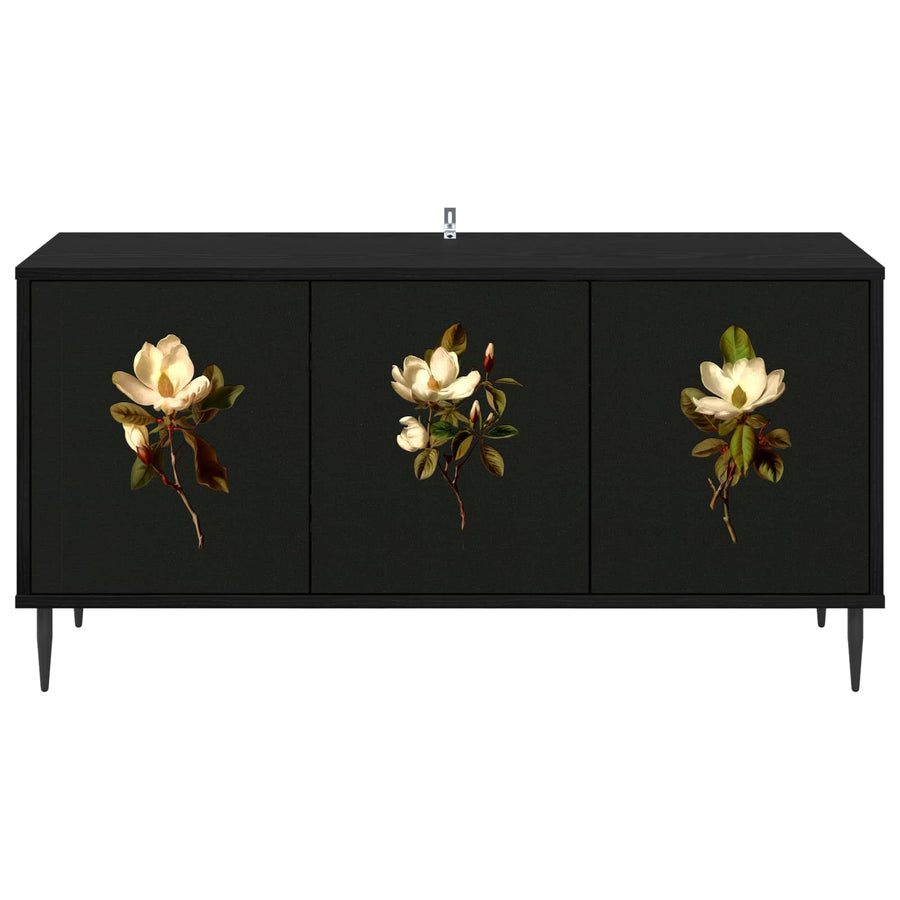 Tv-meubel BREMEN 102 x 33 x 51 cm Zwart eiken Bewerkt hout