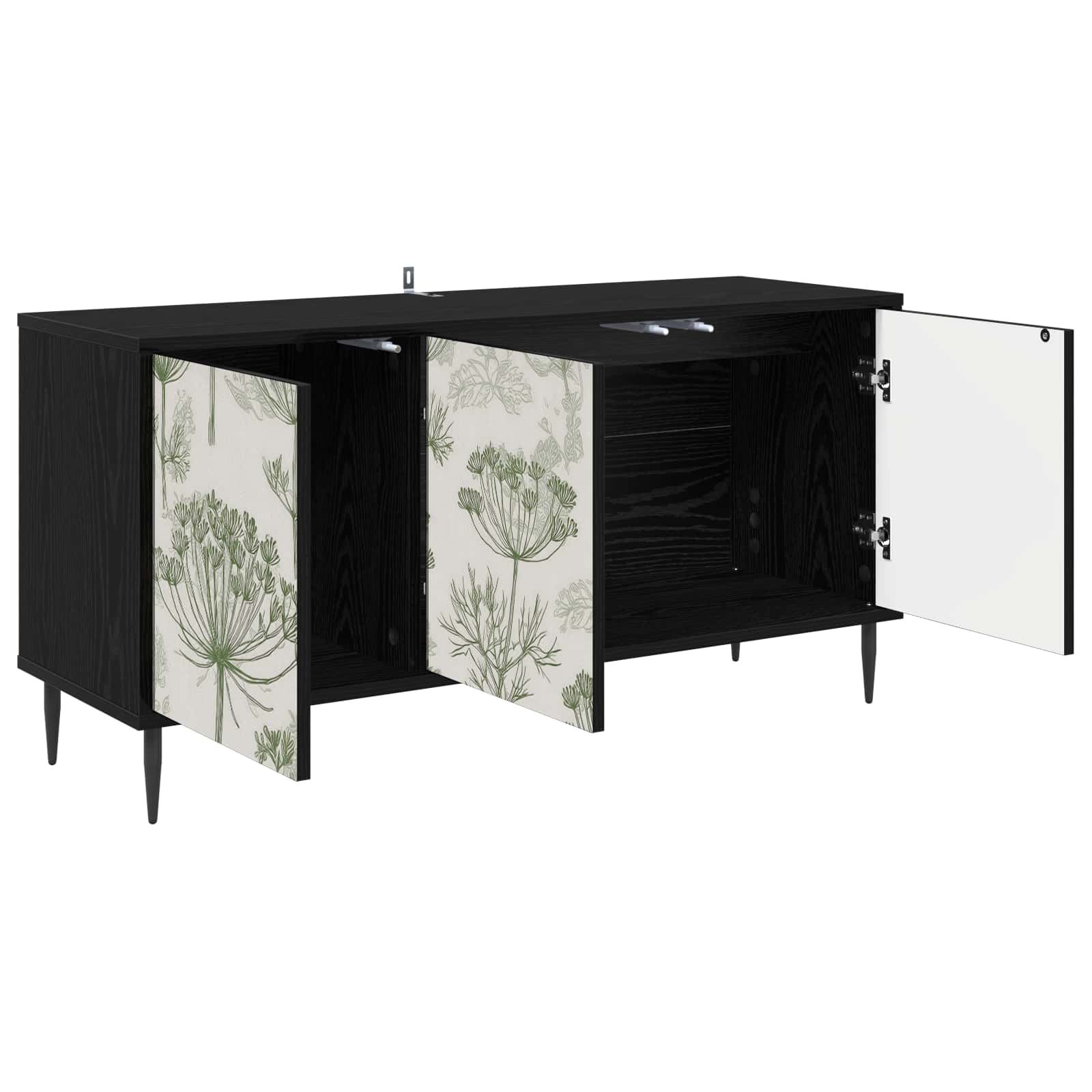 Tv-meubel GOTHA 102 x 33 x 51 cm Zwart eiken Bewerkt hout