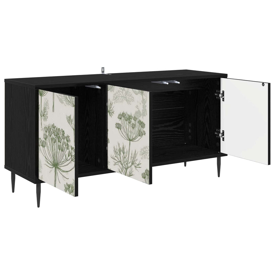 Tv-meubel GOTHA 102 x 33 x 51 cm Zwart eiken Bewerkt hout
