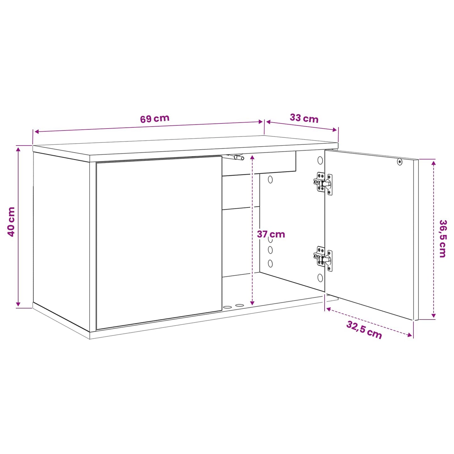 Wandgemonteerd tv-meubel HEESCH 69 x 33 x 40 cm Sonoma Eiken
