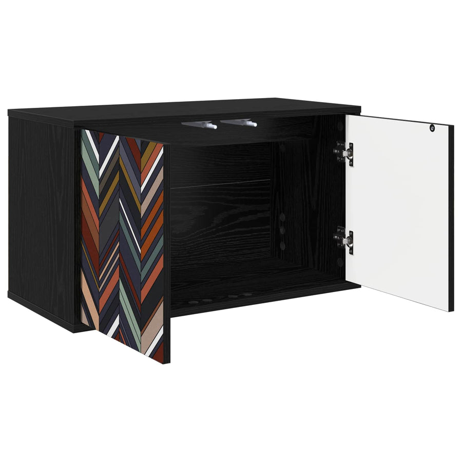 Wandgemonteerd tv-meubel OMMEN 69 x 33 x 40 cm Zwart eiken