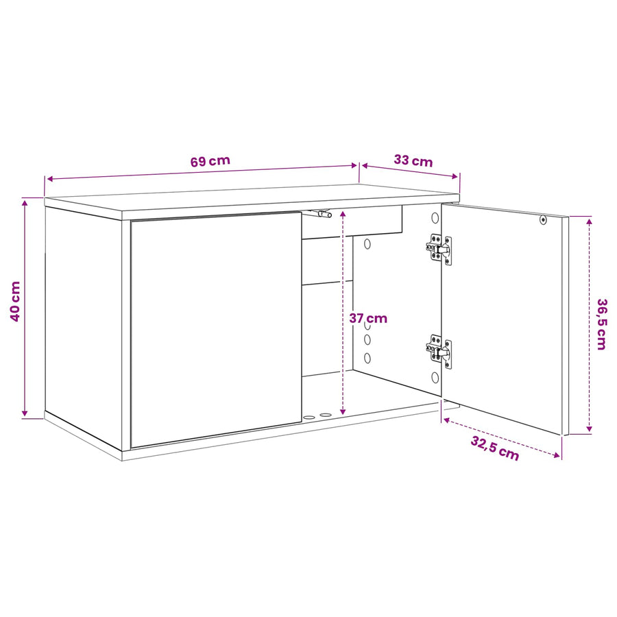 Wandgemonteerd tv-meubel KIEL 69 x 33 x 40 cm Sonoma Eiken