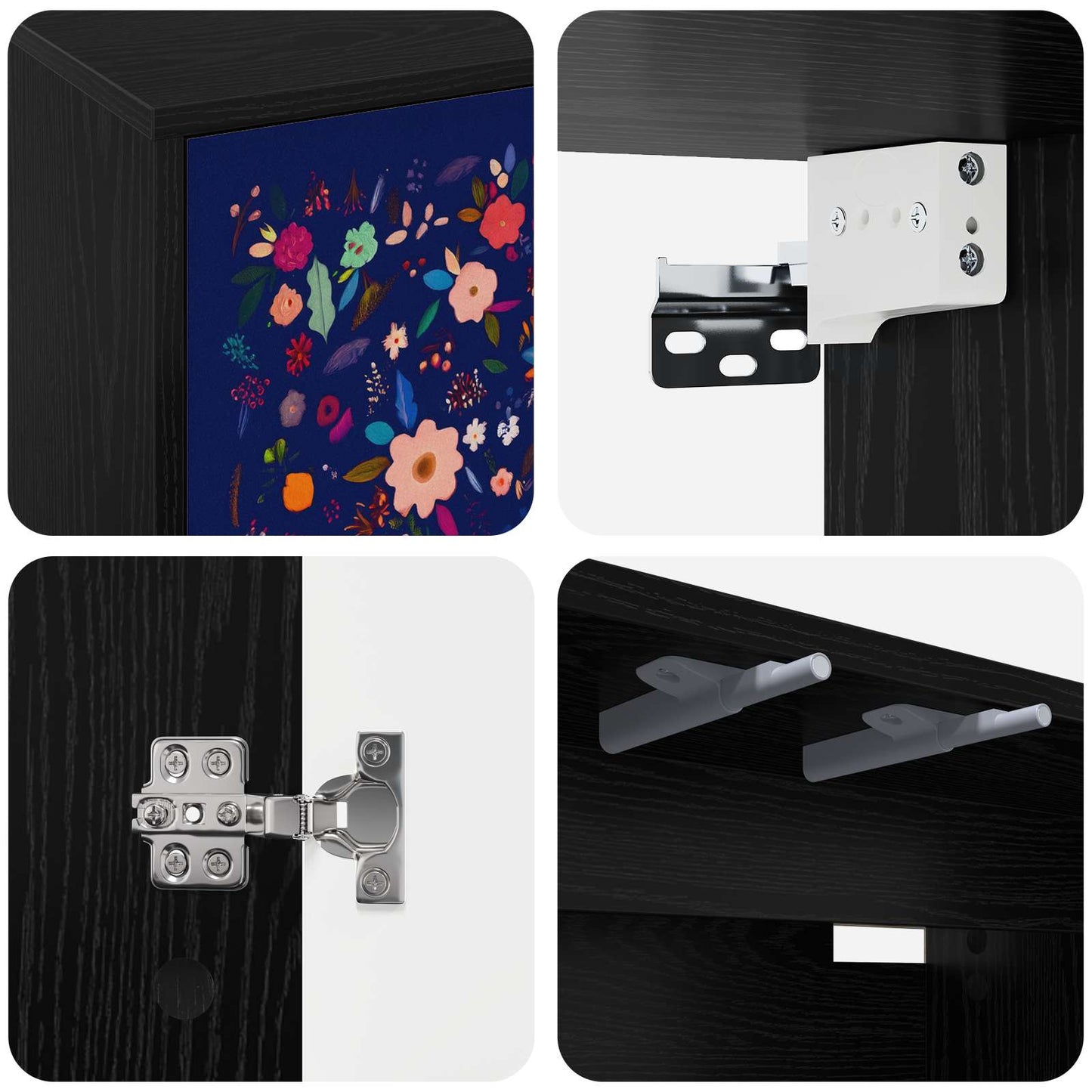 Wandgemonteerd tv-meubel MAINZ 69 x 33 x 40 cm Zwart eiken