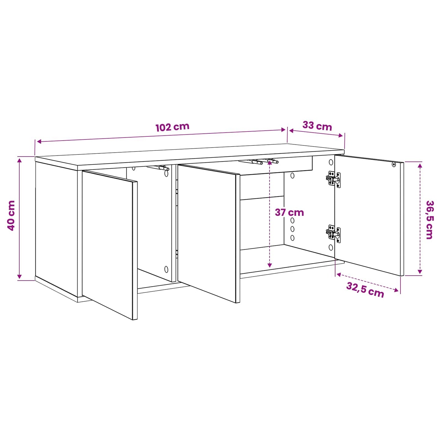Wandgemonteerd tv-meubel WIJHE 102 x 33 x 40 cm Sonoma Eiken