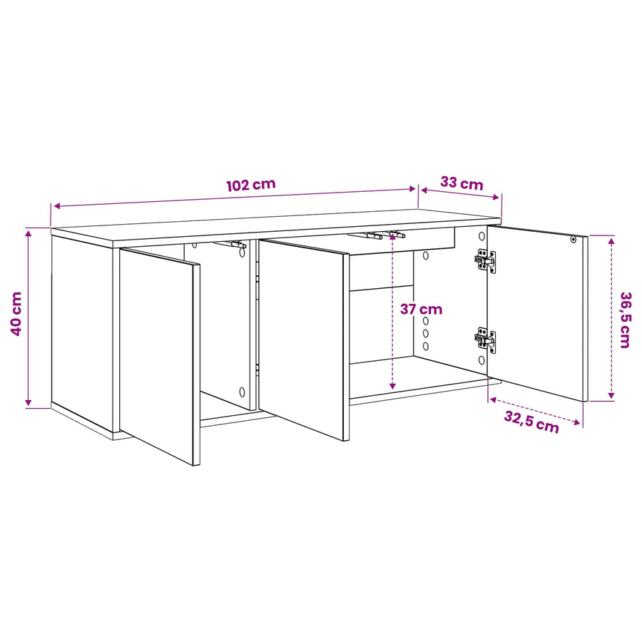 Wandgemonteerd tv-meubel HANAU 102 x 33 x 40 cm Sonoma Eiken