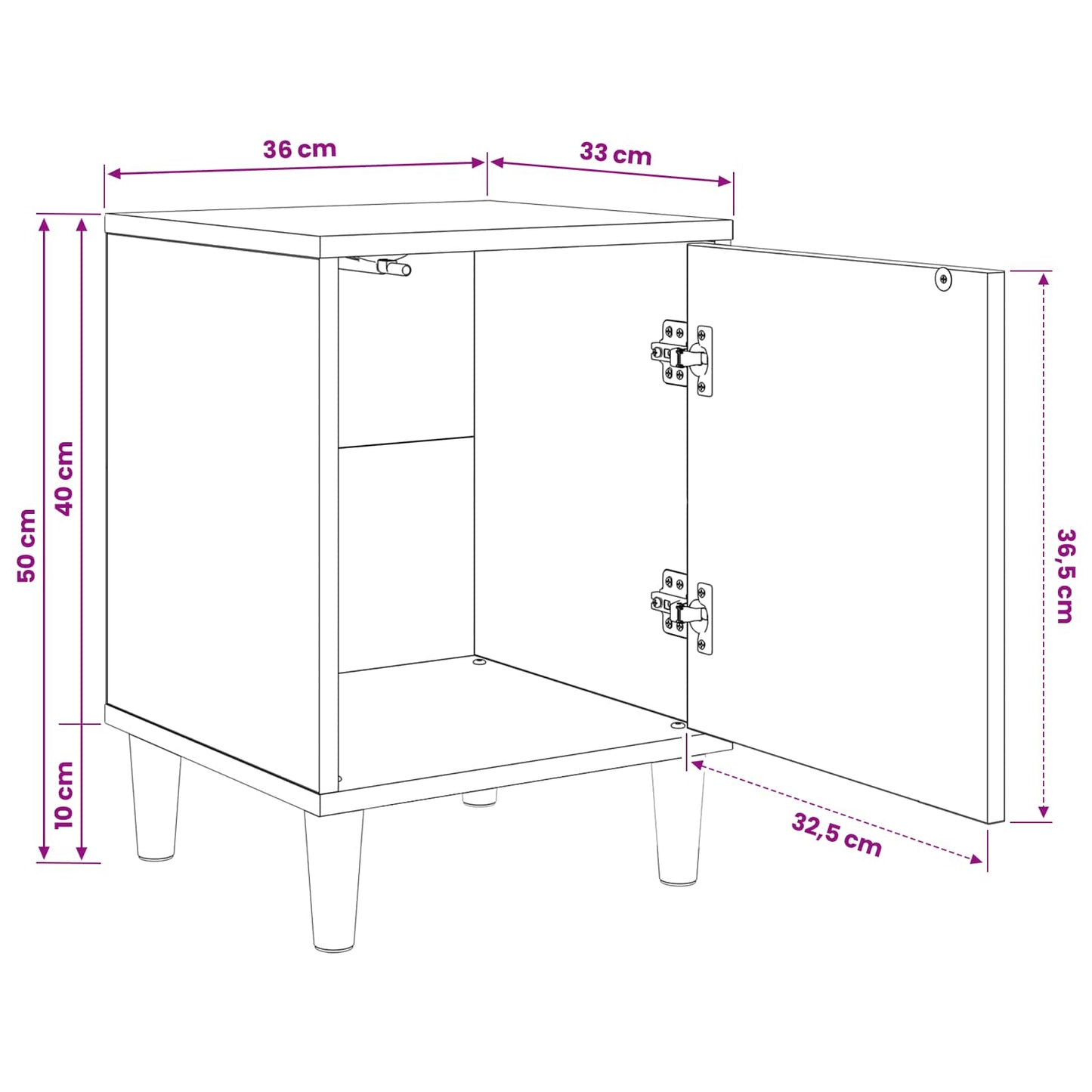 Nachtkastje ZAANDAM Sonoma Eiken 36 x 33 x 50 cm Bewerkt hout