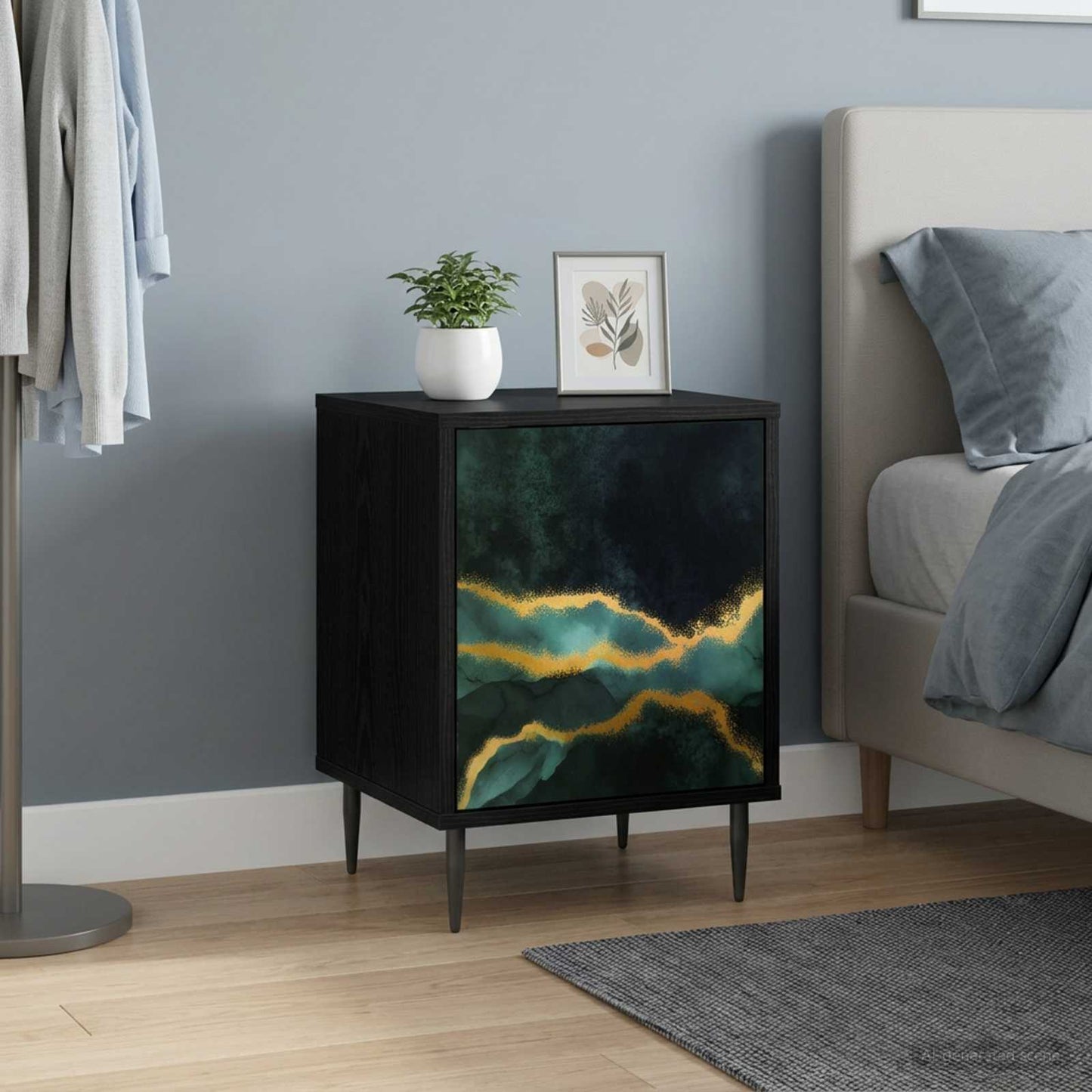 Nachtkastje WIJHE 2 st Zwart eiken 36 x 33 x 51 cm Bewerkt hout