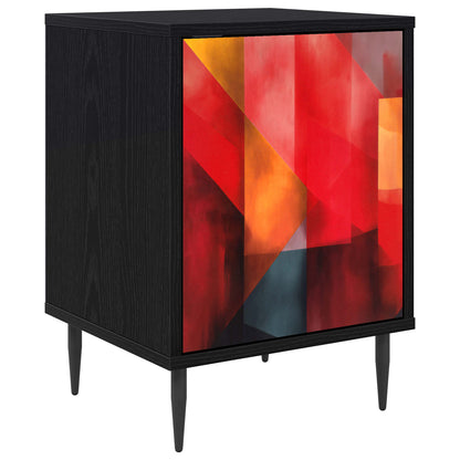 Nachtkastje HEESCH Zwart eiken 36 x 33 x 51 cm Bewerkt hout
