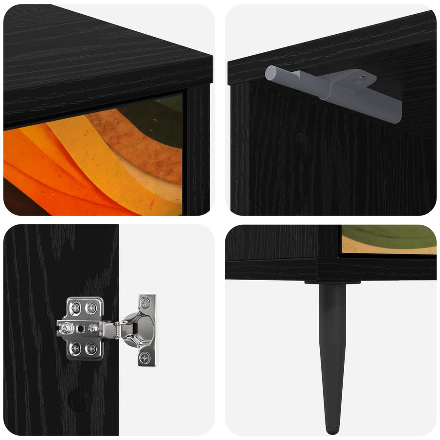 Nachtkastje BONN 2 st Zwart eiken 36 x 33 x 51 cm Bewerkt hout