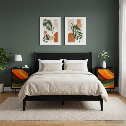 Nachtkastje BONN 2 st Zwart eiken 36 x 33 x 51 cm Bewerkt hout