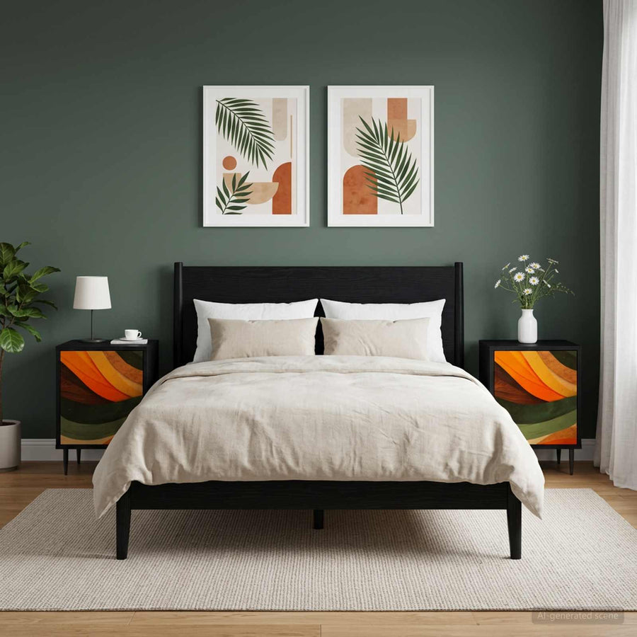 Nachtkastje BONN 2 st Zwart eiken 36 x 33 x 51 cm Bewerkt hout