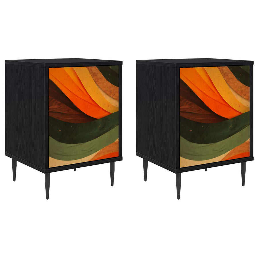 Nachtkastje BONN 2 st Zwart eiken 36 x 33 x 51 cm Bewerkt hout