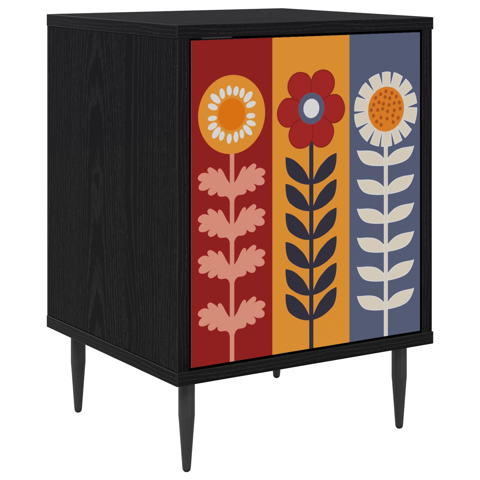 Nachtkastje ESSEN Zwart eiken 36 x 33 x 51 cm Bewerkt hout