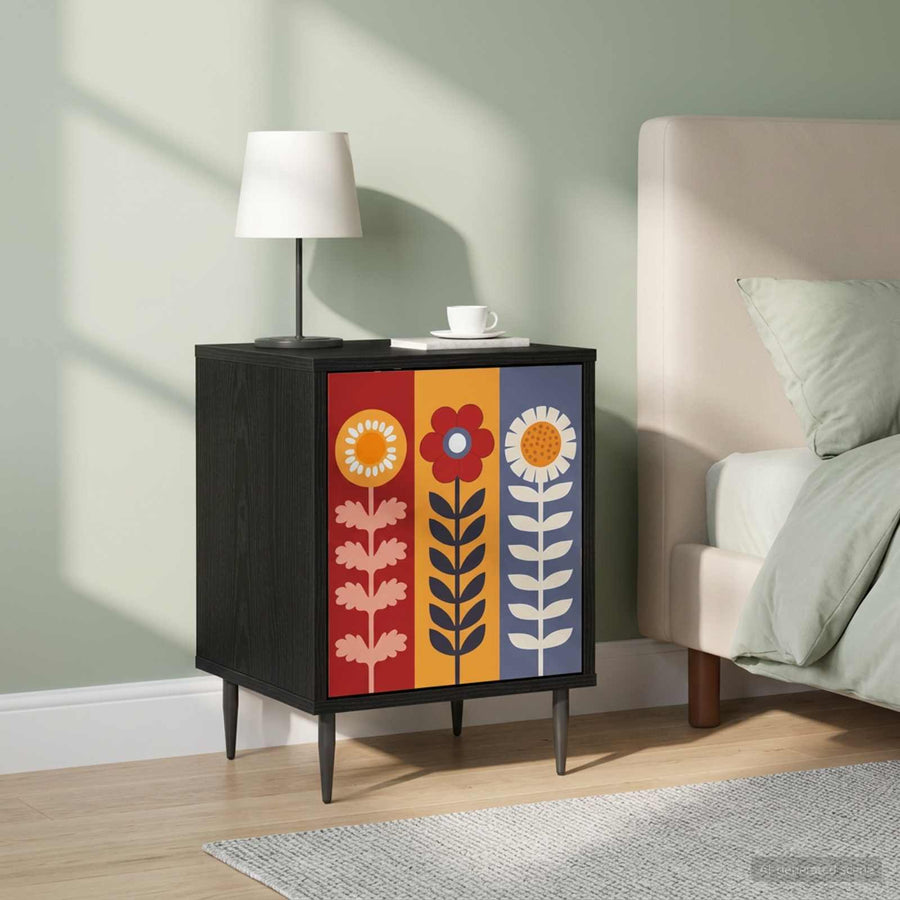 Nachtkastje ESSEN 2 st Zwart eiken 36 x 33 x 51 cm Bewerkt hout