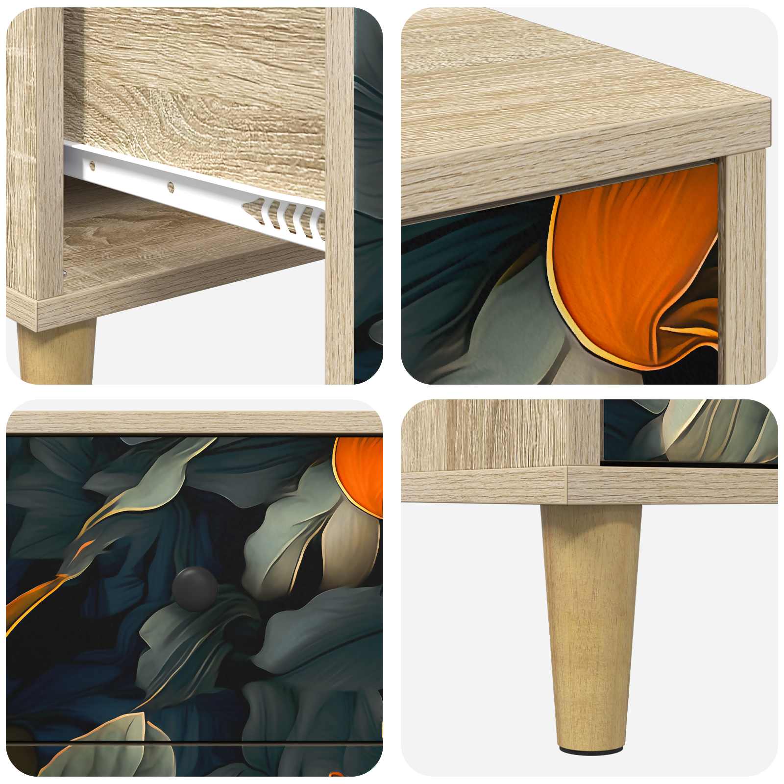 Nachtkastje LOCHEM Sonoma Eiken 36 x 33 x 60 cm Bewerkt hout