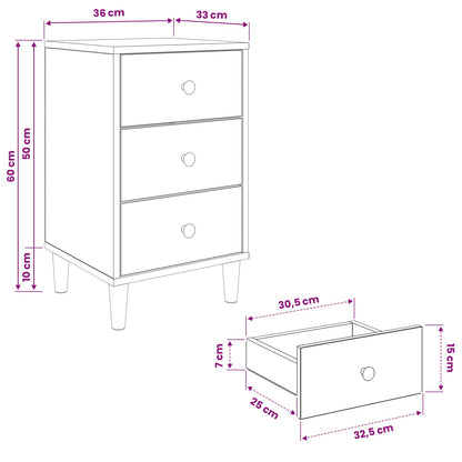 Nachtkastje LOCHEM Sonoma Eiken 36 x 33 x 60 cm Bewerkt hout