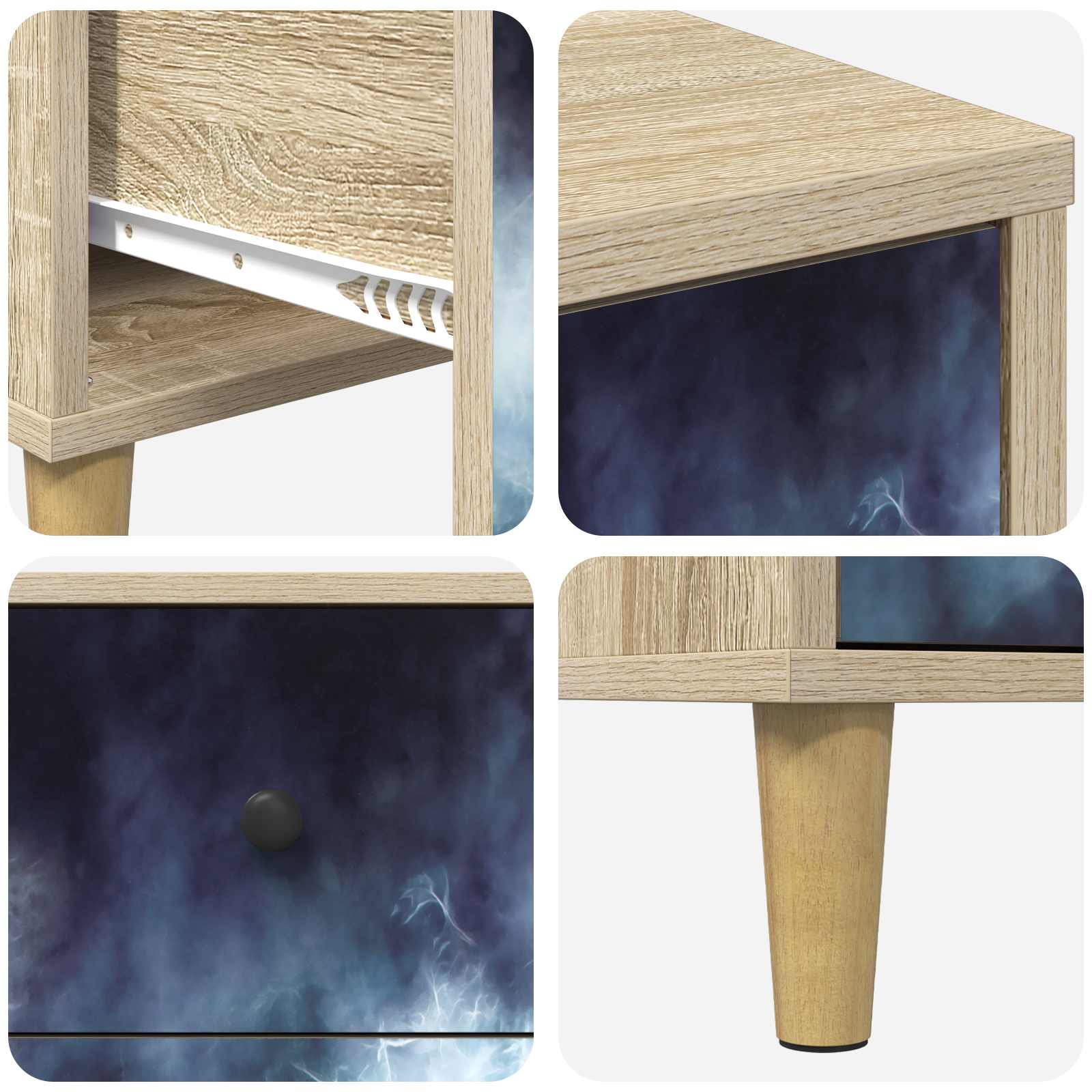 Nachtkastje RAALTE Sonoma Eiken 36 x 33 x 60 cm Bewerkt hout