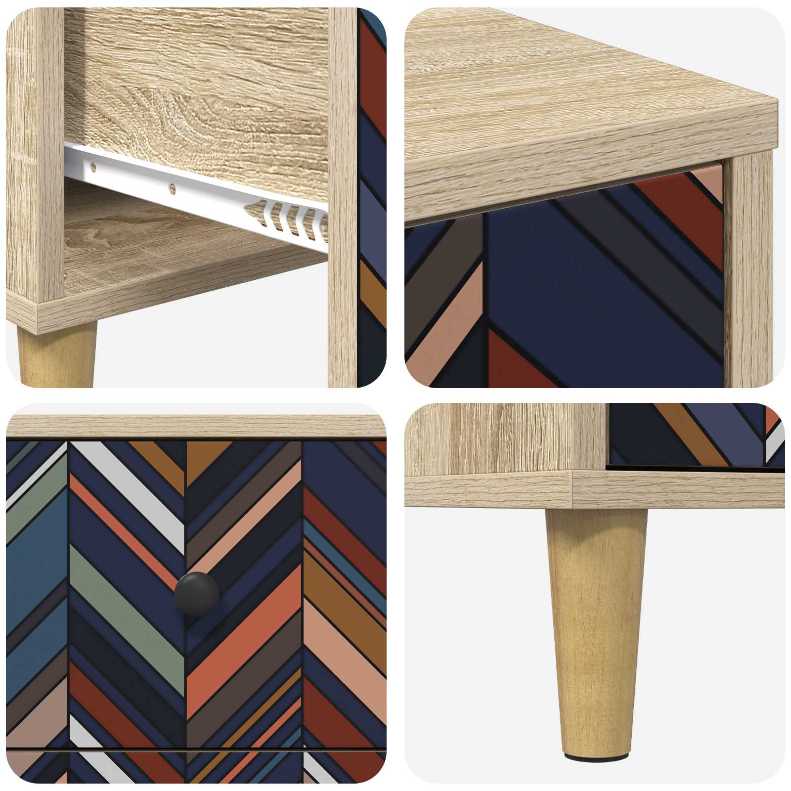 Nachtkastje OMMEN Sonoma Eiken 36 x 33 x 60 cm Bewerkt hout