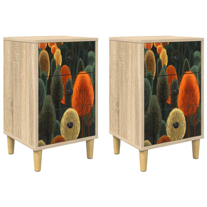 Nachtkastje BONN 2 st Sonoma Eiken 36 x 33 x 60 cm Bewerkt hout