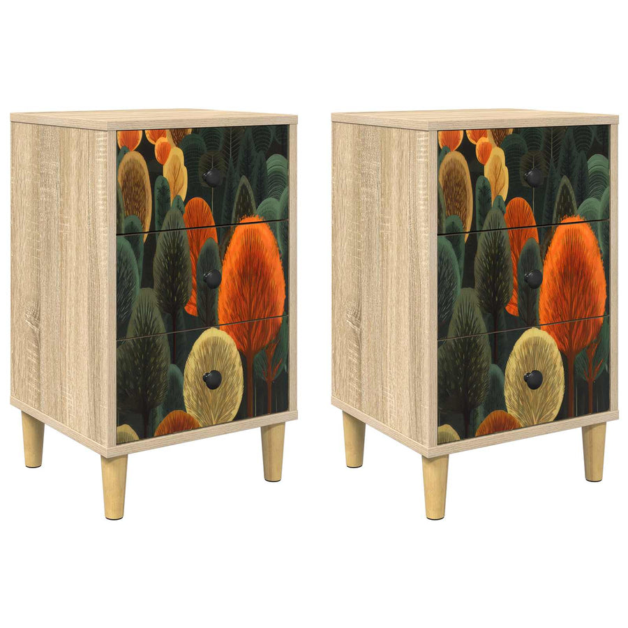 Nachtkastje BONN 2 st Sonoma Eiken 36 x 33 x 60 cm Bewerkt hout