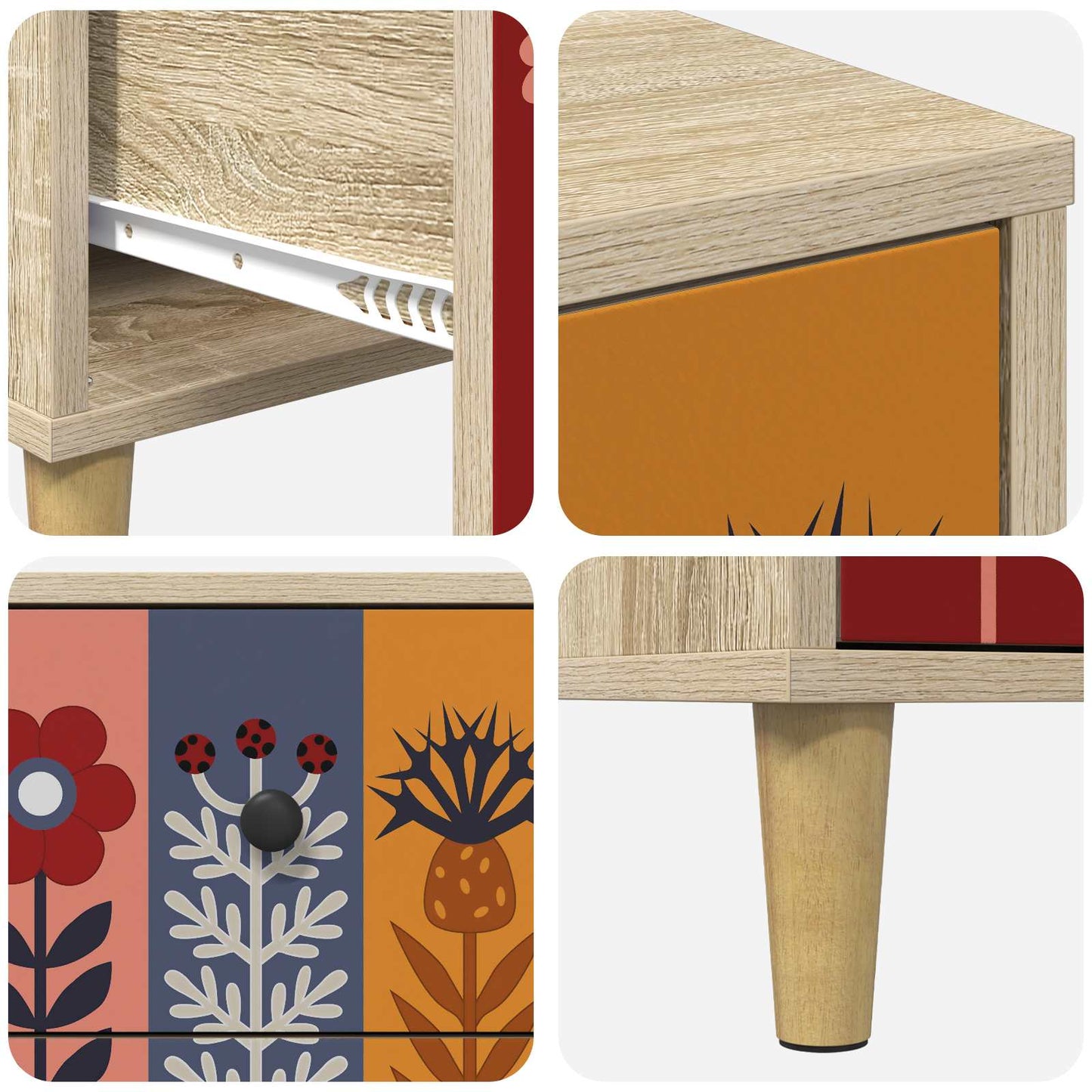 Nachtkastje ESSEN Sonoma Eiken 36 x 33 x 60 cm Bewerkt hout