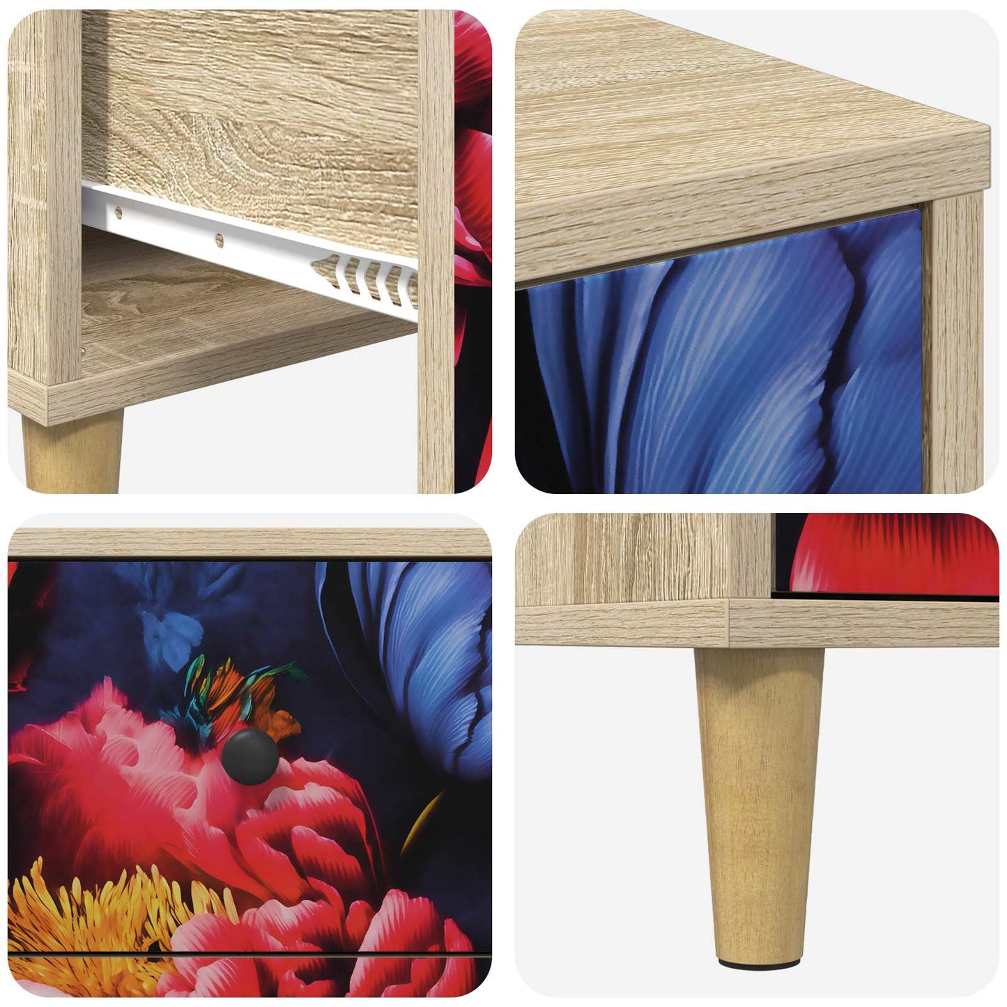 Nachtkastje KIEL 2 st Sonoma Eiken 36 x 33 x 60 cm Bewerkt hout