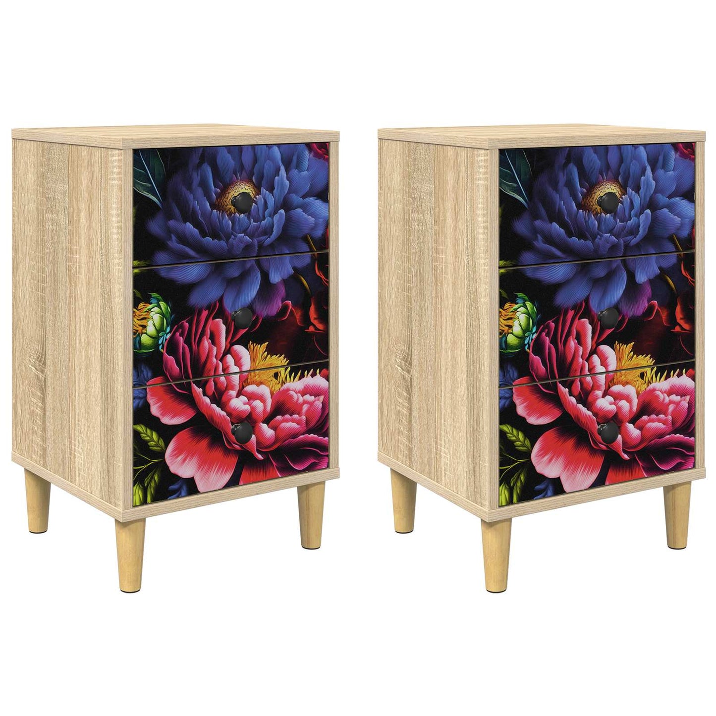 Nachtkastje KIEL 2 st Sonoma Eiken 36 x 33 x 60 cm Bewerkt hout