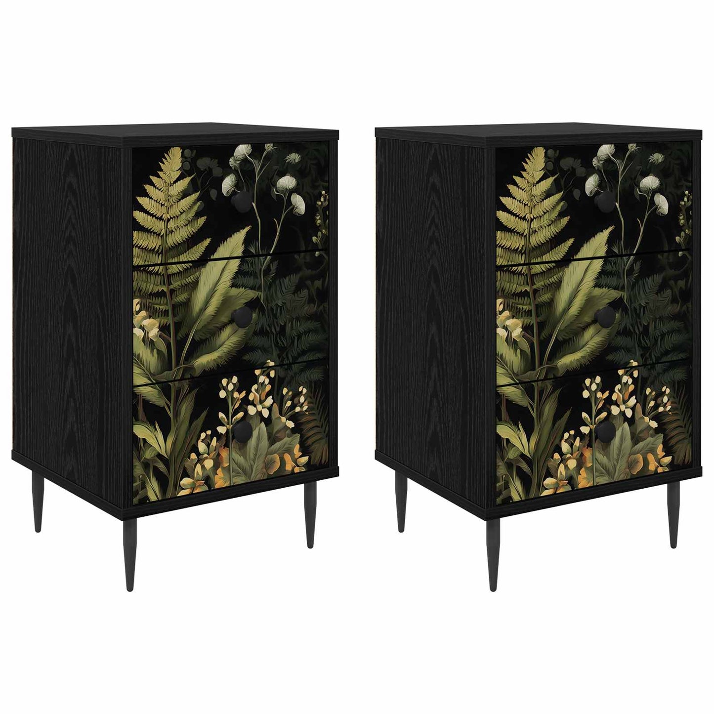 Nachtkastje RHENEN 2 st Zwart eiken 36 x 33 x 61 cm