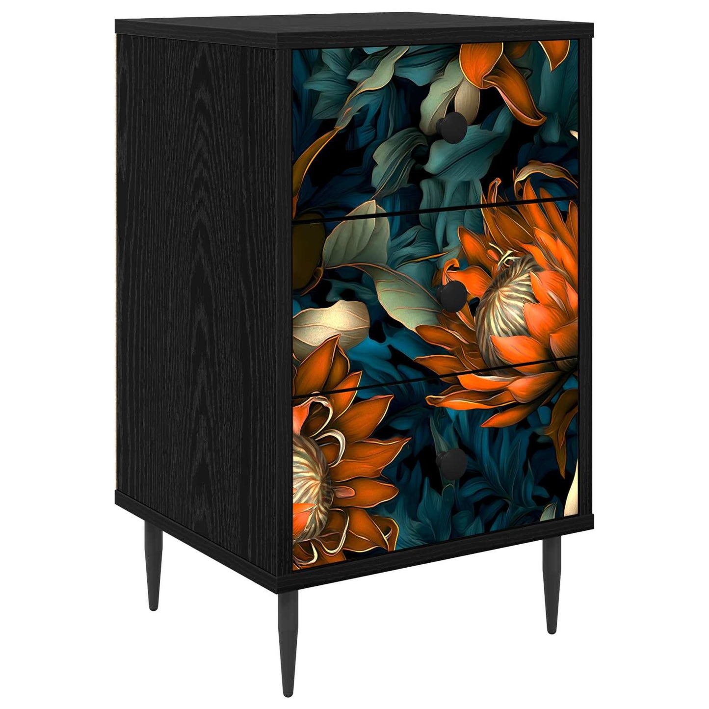 Nachtkastje LOCHEM Zwart eiken 36 x 33 x 61 cm Bewerkt hout