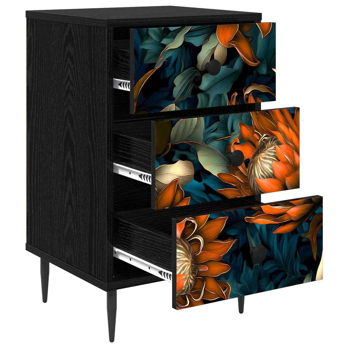 Nachtkastje LOCHEM Zwart eiken 36 x 33 x 61 cm Bewerkt hout