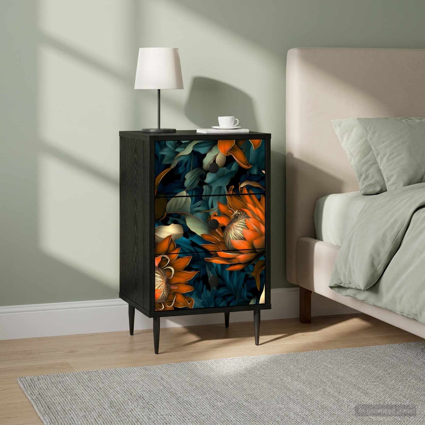 Nachtkastje LOCHEM 2 st Zwart eiken 36 x 33 x 61 cm