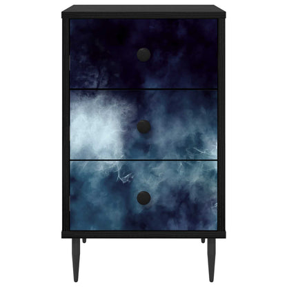 Nachtkastje RAALTE Zwart eiken 36 x 33 x 61 cm Bewerkt hout