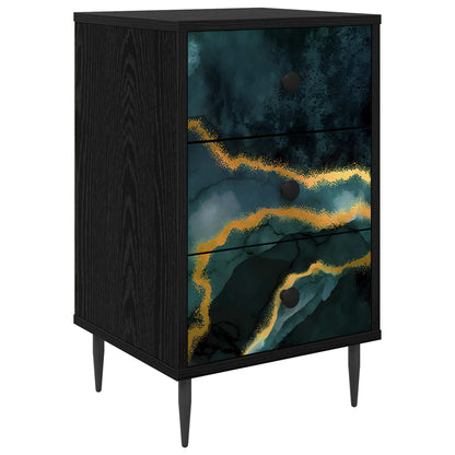 Nachtkastje WIJHE Zwart eiken 36 x 33 x 61 cm Bewerkt hout