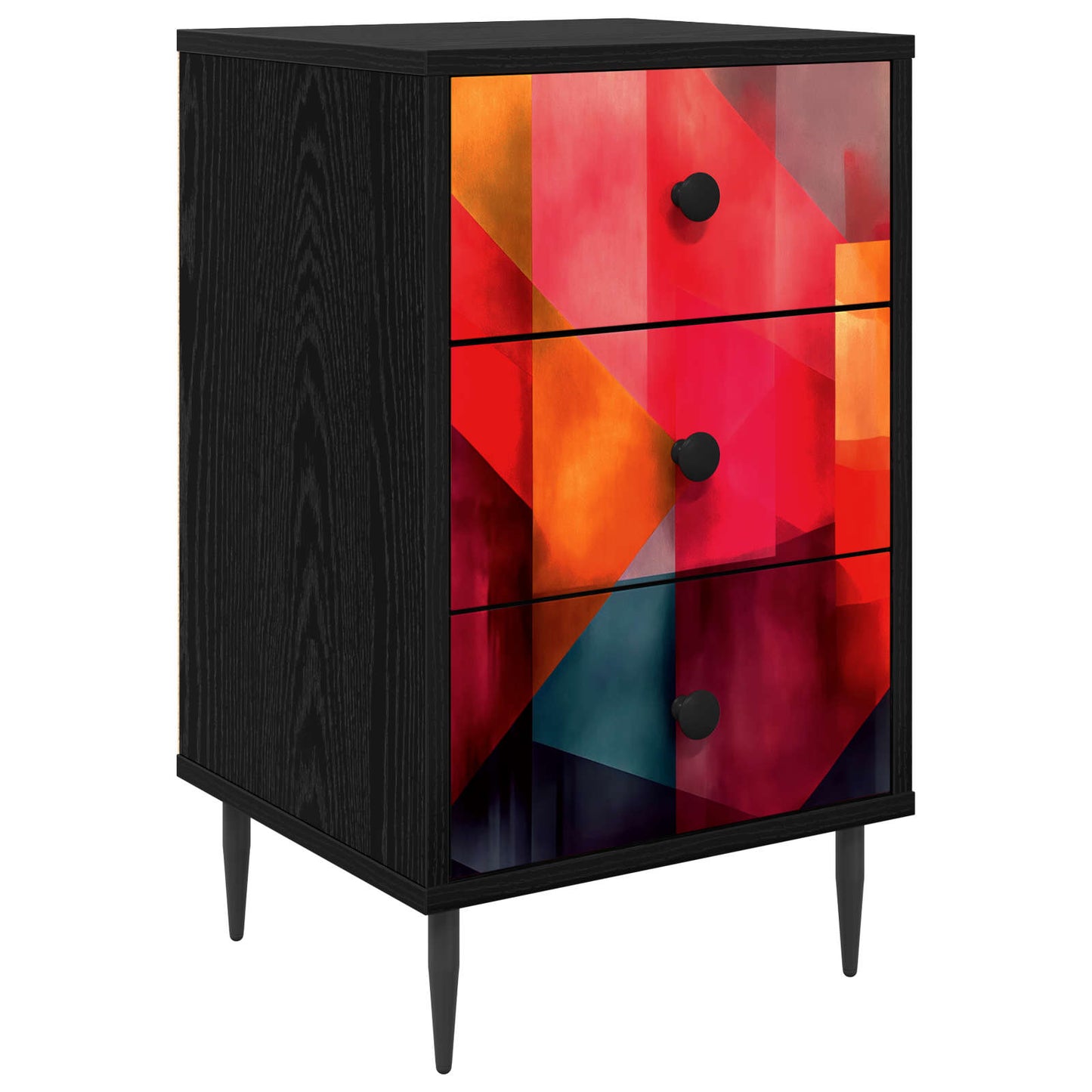 Nachtkastje HEESCH Zwart eiken 36 x 33 x 61 cm Bewerkt hout