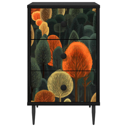 Nachtkastje ZAANDAM Zwart eiken 36 x 33 x 61 cm Bewerkt hout